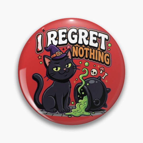 Item preview, I Regret Nothing - Funny Black Cat Spilling Witch Potion Cauldron designed and sold by LUKOWEAR.