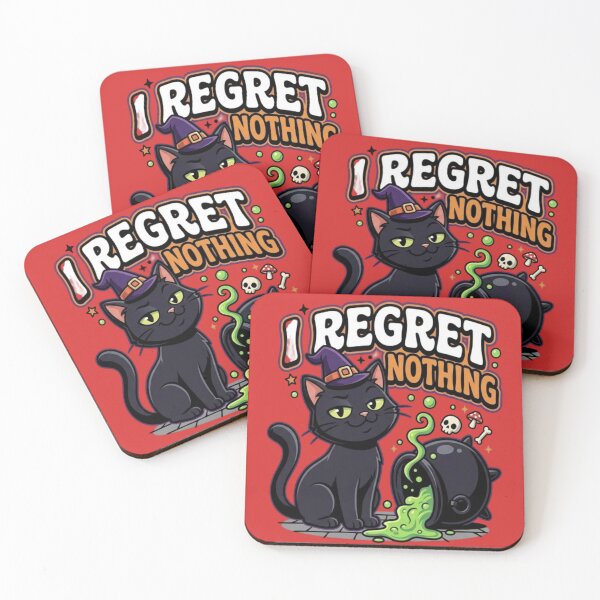 Item preview, I Regret Nothing - Funny Black Cat Spilling Witch Potion Cauldron designed and sold by LUKOWEAR.