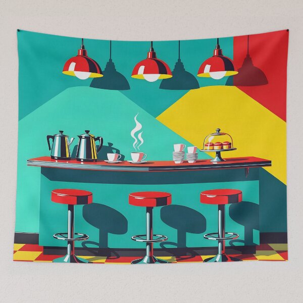 Item preview, Retro Diner Counter – Pop Art Café Poster designed and sold by LSVart.