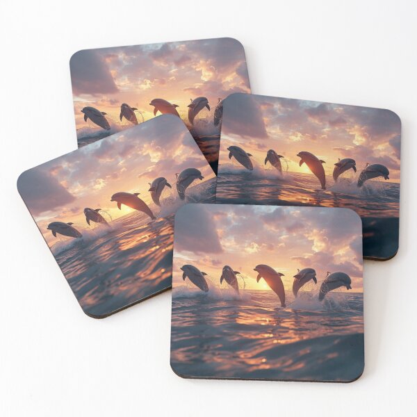 Item preview, Dolphins Leaping at Golden Sunset designed and sold by bakosshops.
