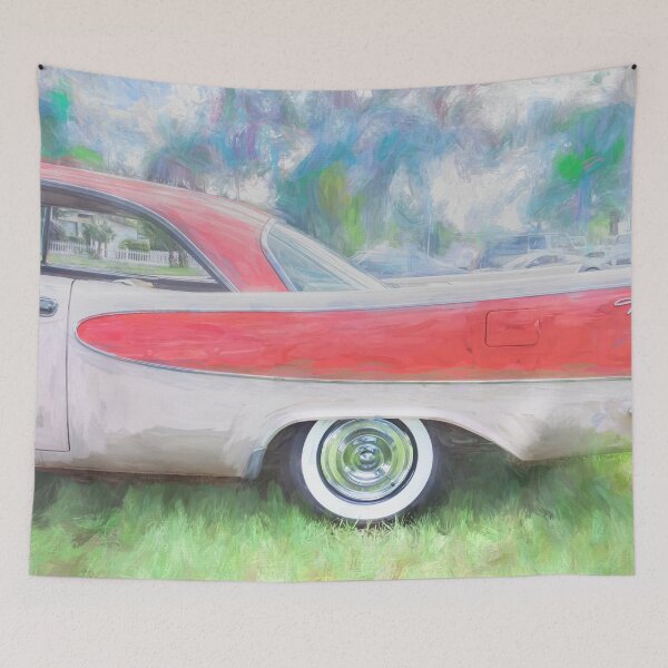 Item preview, 1957 Chrysler Windsor Desert Rose and Gauguin Red Technical Blueprint Car Poster designed and sold by RichFrancoCars.