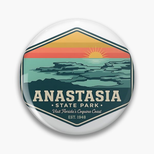 Item preview, Anastasia State Park Coquina Coastline Retro Badge Sticker designed and sold by DetourDgn.