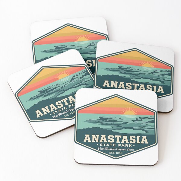 Item preview, Anastasia State Park Coquina Coastline Retro Badge Sticker designed and sold by DetourDgn.