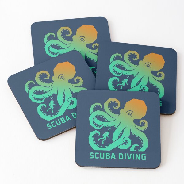 Item preview, Giant Octopus Kraken Scuba Diving Woodcut Linocut Art designed and sold by KiwiRider.