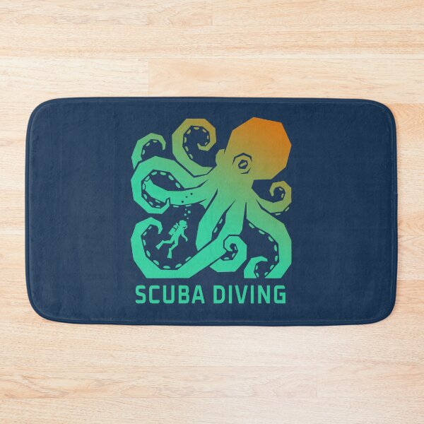 Item preview, Giant Octopus Kraken Scuba Diving Woodcut Linocut Art designed and sold by KiwiRider.