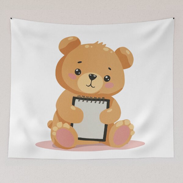 Item preview, Cute Bear with Notebook Illustration designed and sold by DinaArtStudio.