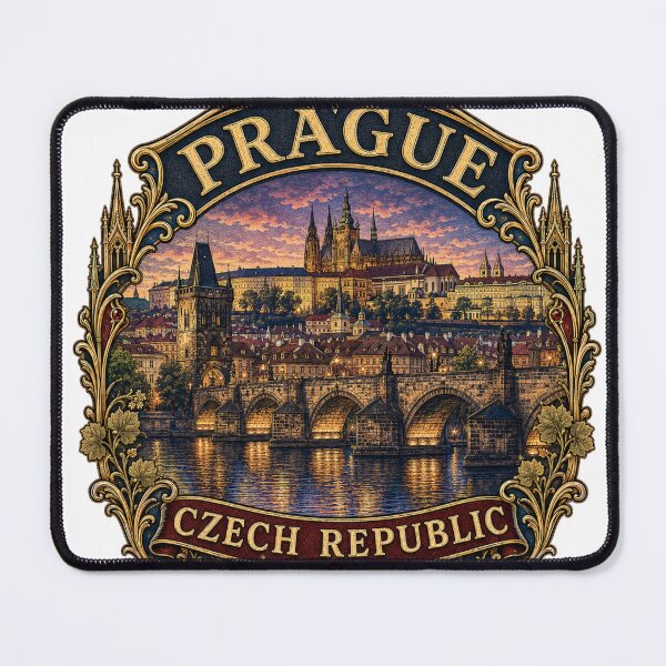 Item preview, Prague Czech Republic Vintage Travel Badge designed and sold by DreamPaw Studio.