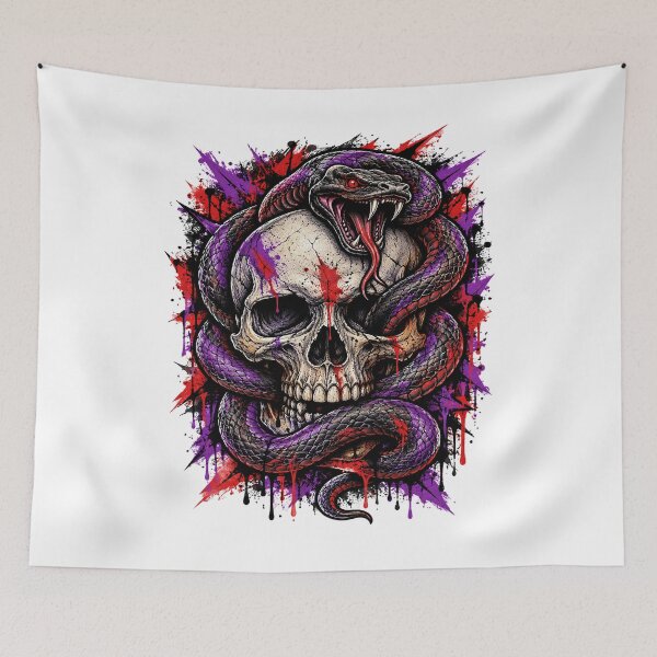 Item preview, Venomous Snake Wrapped Skull Blood Splatter Gothic Art designed and sold by shemodas.