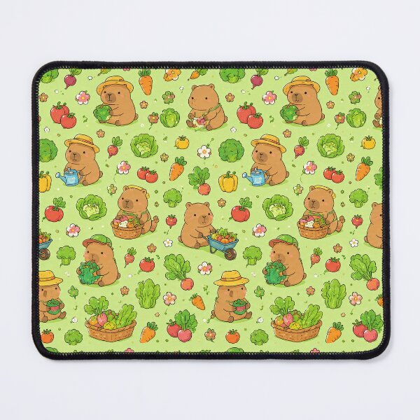 Item preview, Cute Capybara Veggie Harvest Pattern designed and sold by Soft Berry Studio.
