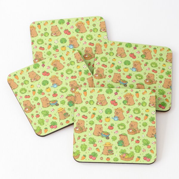 Item preview, Cute Capybara Veggie Harvest Pattern designed and sold by Soft Berry Studio.