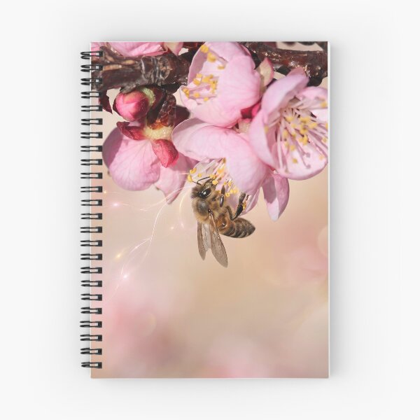 Item preview, Honeybee Among Glowing Pink Blossoms designed and sold by DansCreations42.