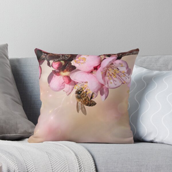 Item preview, Honeybee Among Glowing Pink Blossoms designed and sold by DansCreations42.