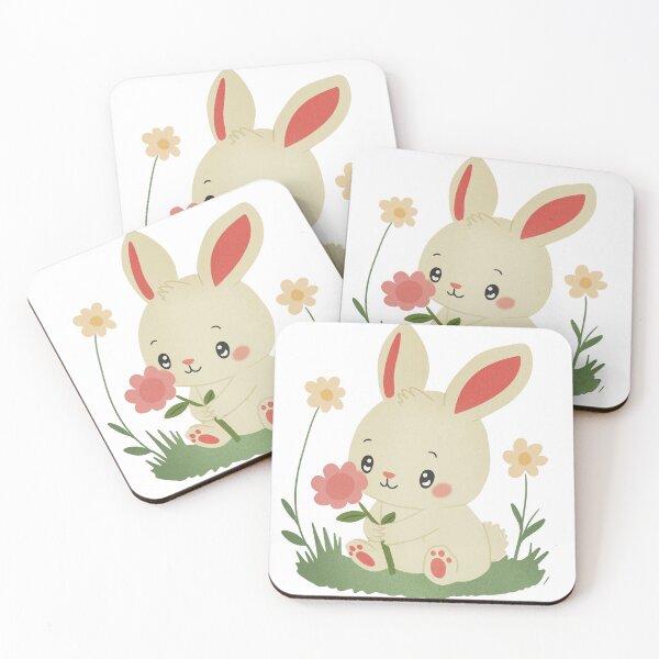 Item preview, Cute Bunny with Flower Illustration designed and sold by DinaArtStudio.