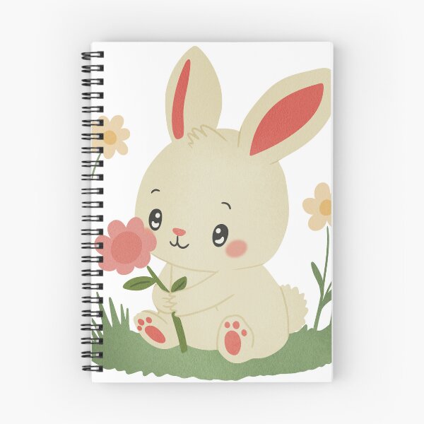 Item preview, Cute Bunny with Flower Illustration designed and sold by DinaArtStudio.