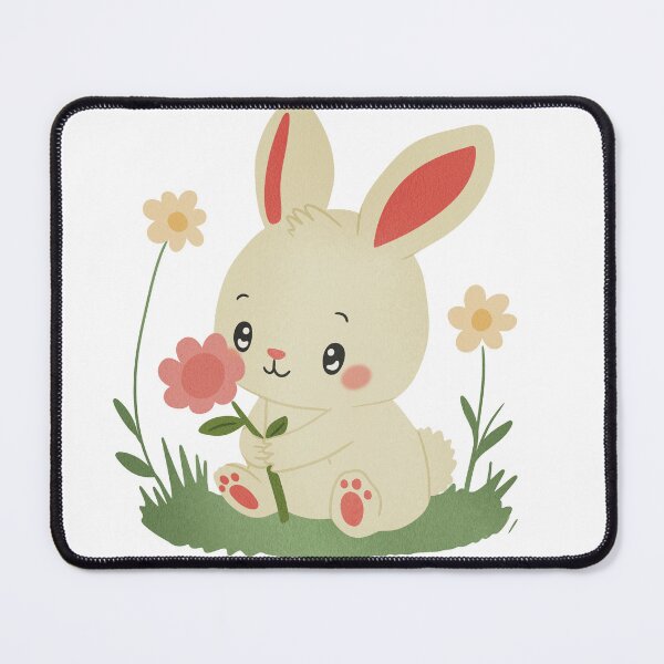 Item preview, Cute Bunny with Flower Illustration designed and sold by DinaArtStudio.