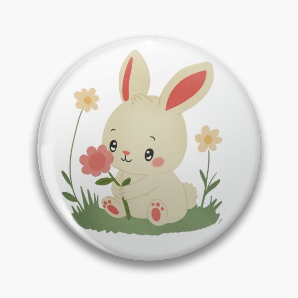 Item preview, Cute Bunny with Flower Illustration designed and sold by DinaArtStudio.