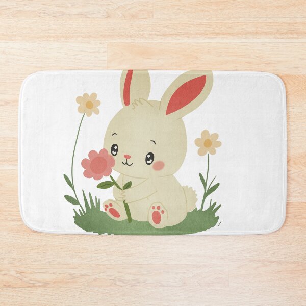 Item preview, Cute Bunny with Flower Illustration designed and sold by DinaArtStudio.