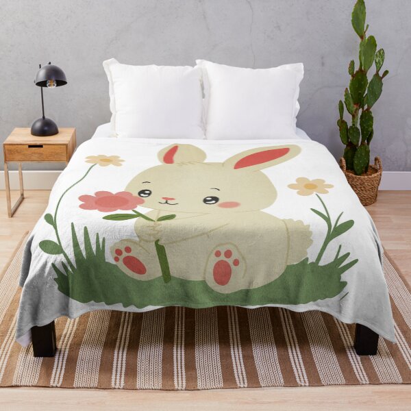 Item preview, Cute Bunny with Flower Illustration designed and sold by DinaArtStudio.