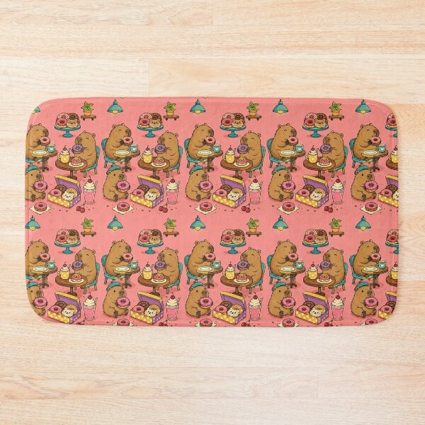 Item preview, Cute Capybara Donut Cafe Pattern designed and sold by Soft Berry Studio.