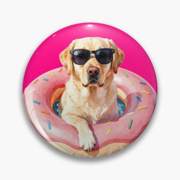 Item preview, Watercolor Golden Retriever Cool Dog Donut Float designed and sold by WildArtIT.