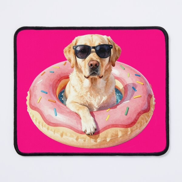 Item preview, Watercolor Golden Retriever Cool Dog Donut Float designed and sold by WildArtIT.
