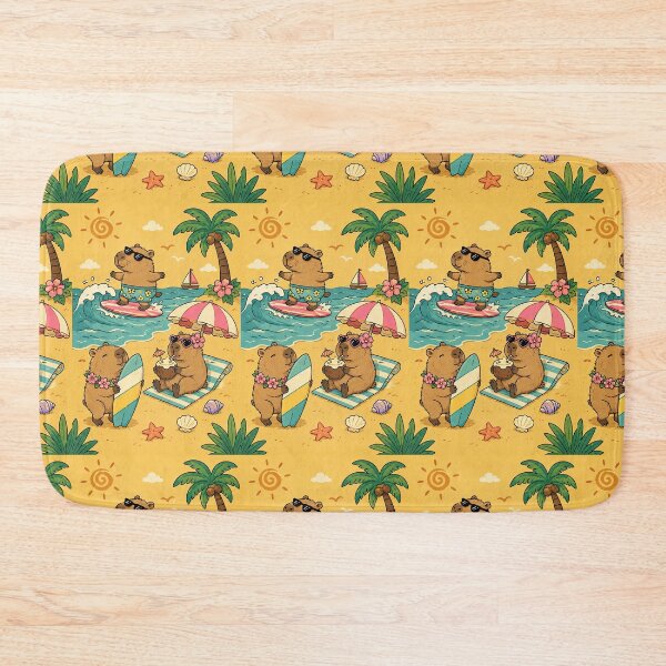Item preview, Cute Capybara Beach Surf Pattern designed and sold by Soft Berry Studio.