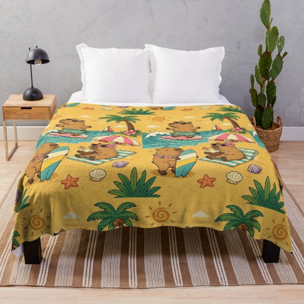 Item preview, Cute Capybara Beach Surf Pattern designed and sold by Soft Berry Studio.