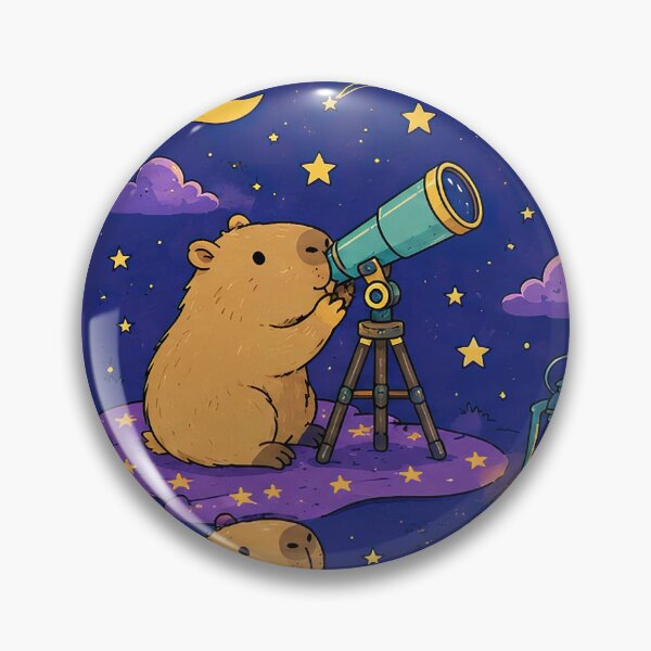 Aperçu de l'œuvre Motif mignon de capybara observant les étoiles créée et vendue par Soft Berry Studio.