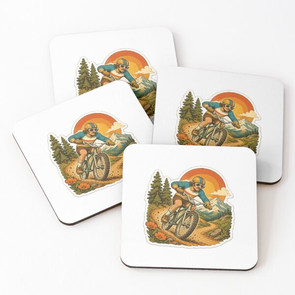 Item preview, Retro 70s Mountain Biker Sticker designed and sold by RedRubyBubble.