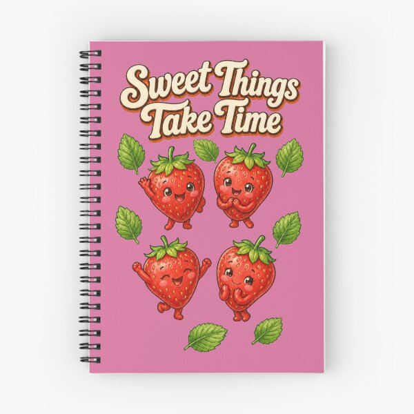 Item preview, Sweet Things Take Time – Cute Cartoon Strawberries & Leaves designed and sold by Cartoon art with a purpose ❤️ Supporting Althea’s friends .