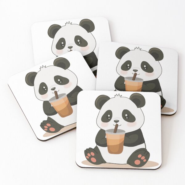 Item preview, Cute Panda Drinking Coffee Illustration designed and sold by DinaArtStudio.