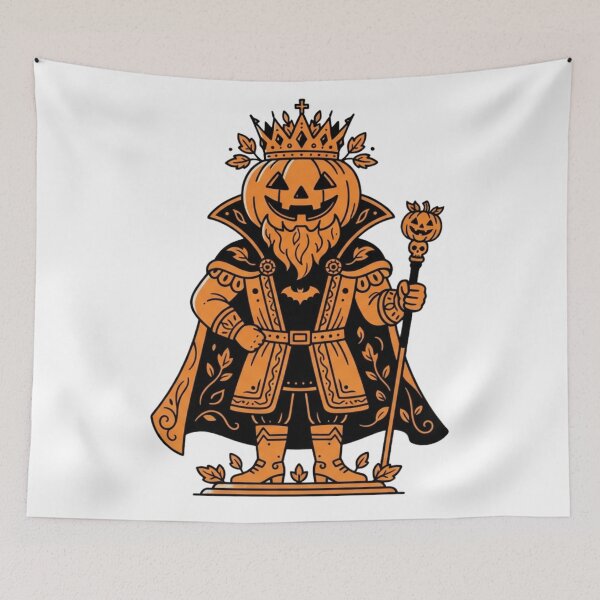 Item preview, Pumpkin King Vector T-Shirt Design | Minimal Black & Orange Tee Print designed and sold by BS Creations.