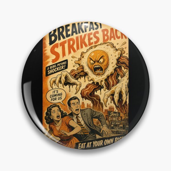 Item preview, Breakfast Strikes Back Vintage Horror Comic Print designed and sold by NullSpacePrints.