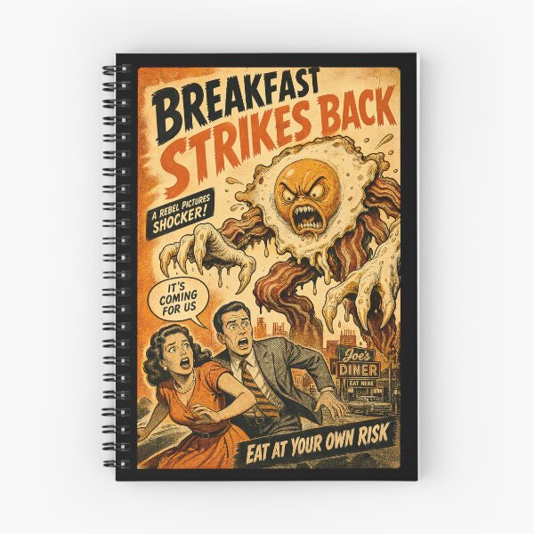 Item preview, Breakfast Strikes Back Vintage Horror Comic Print designed and sold by NullSpacePrints.