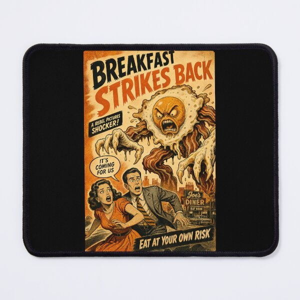 Item preview, Breakfast Strikes Back Vintage Horror Comic Print designed and sold by NullSpacePrints.