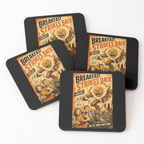 Item preview, Breakfast Strikes Back Vintage Horror Comic Print designed and sold by NullSpacePrints.