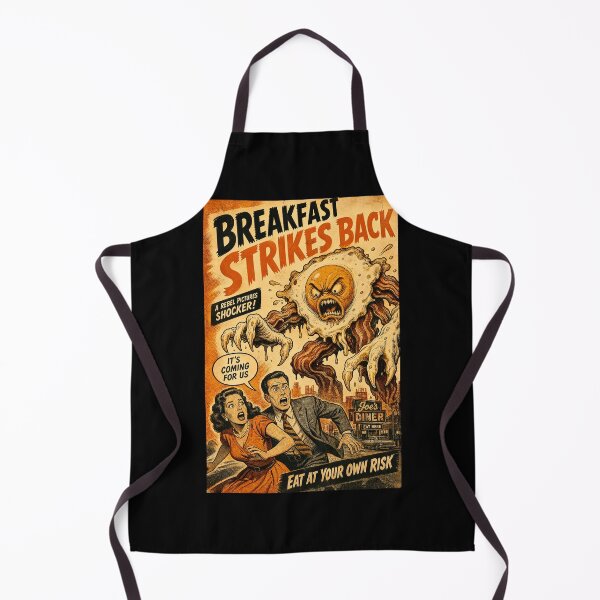Item preview, Breakfast Strikes Back Vintage Horror Comic Print designed and sold by NullSpacePrints.