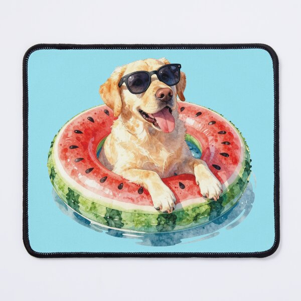 Item preview, Watercolor Golden Retriever Cool Dog Watermelon Float designed and sold by WildArtIT.