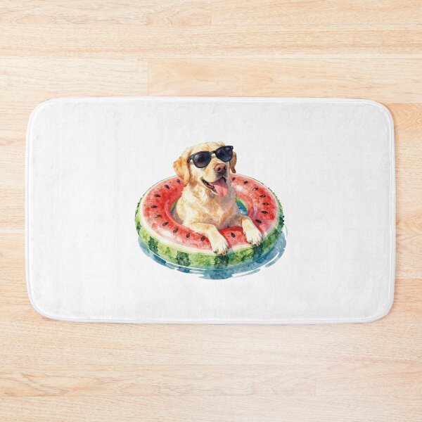 Item preview, Watercolor Golden Retriever Cool Dog Watermelon Float designed and sold by WildArtIT.