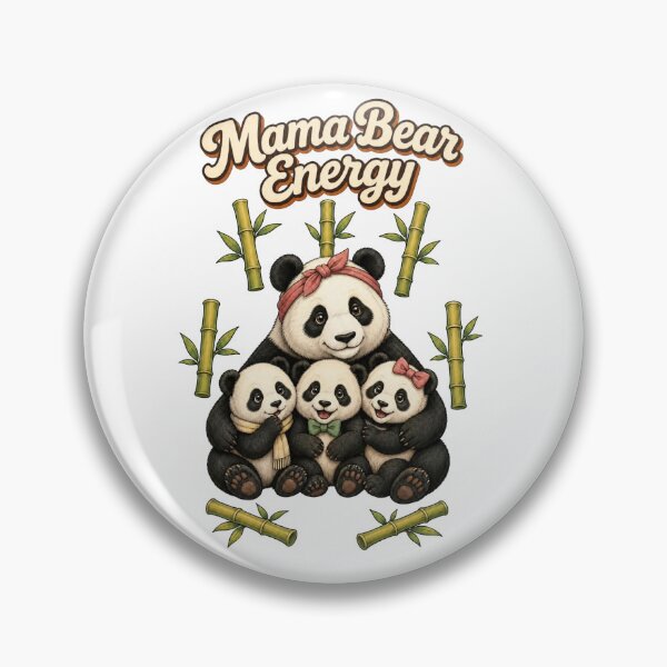 Item preview, Mama Bear Energy – Cute Mama Panda & 3 Panda Cubs Bamboo Desig designed and sold by Cartoon art with a purpose ❤️ Supporting Althea’s friends .