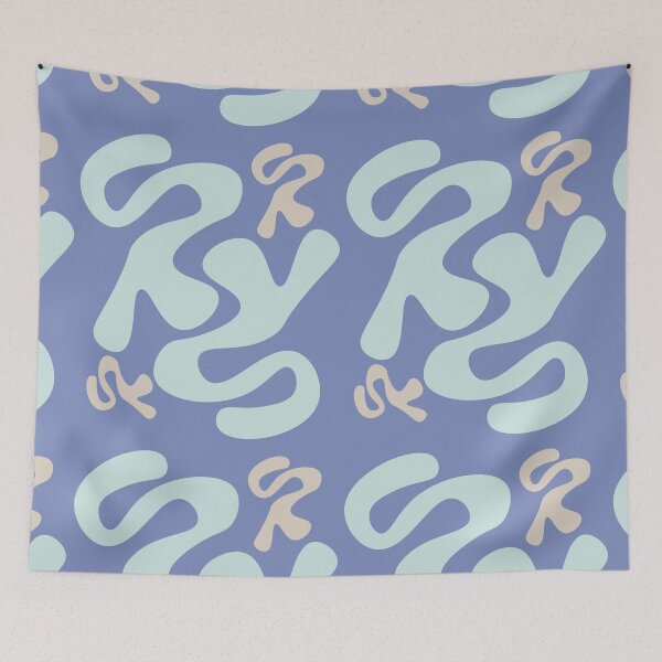 Item preview, Abstract Blue Waves on Purple — Modern Flowing Geometric Art designed and sold by ArtwithRabbit.