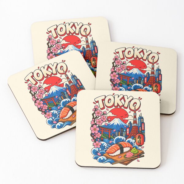 Item preview, Tokyo Japan Sushi Mount Fuji Cherry Blossom Japanese Design designed and sold by waikibi ⭐⭐⭐⭐⭐.