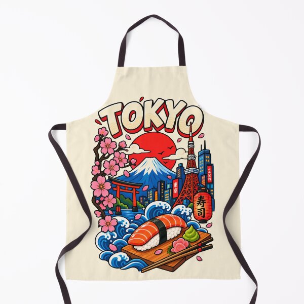 Item preview, Tokyo Japan Sushi Mount Fuji Cherry Blossom Japanese Design designed and sold by waikibi ⭐⭐⭐⭐⭐.
