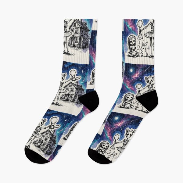 Item preview, Skeleton Ballerina Chainsaw Girl Pug Rabbit Cosmic Galaxy Art designed and sold by LujziWorld.