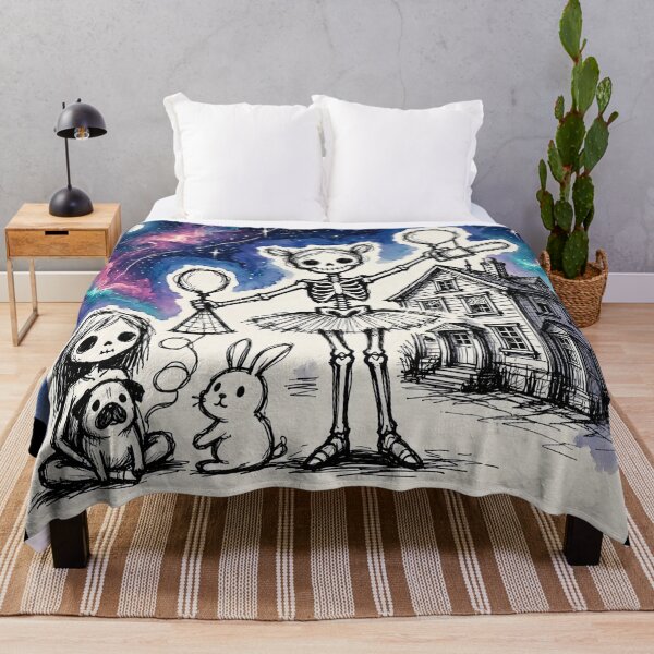 Item preview, Skeleton Ballerina Chainsaw Girl Pug Rabbit Cosmic Galaxy Art designed and sold by LujziWorld.