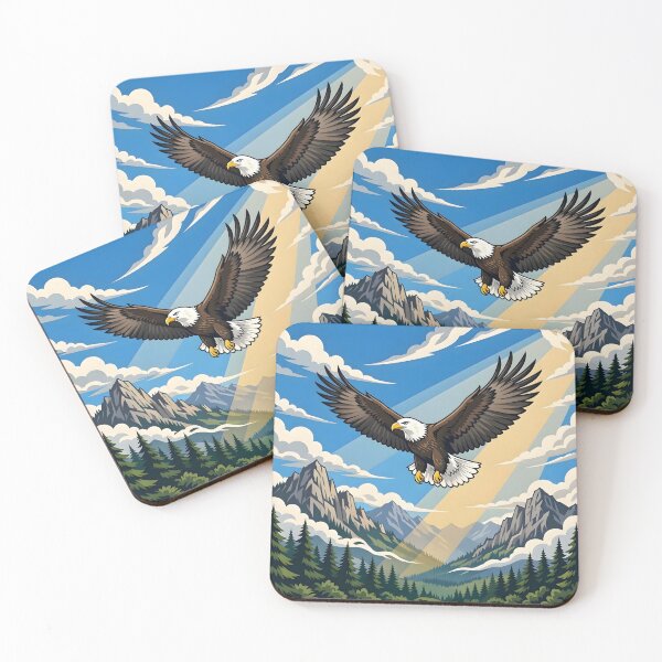 Item preview, Majestic Eagle Soaring Over Mountains Illustration designed and sold by Herodestroyer.