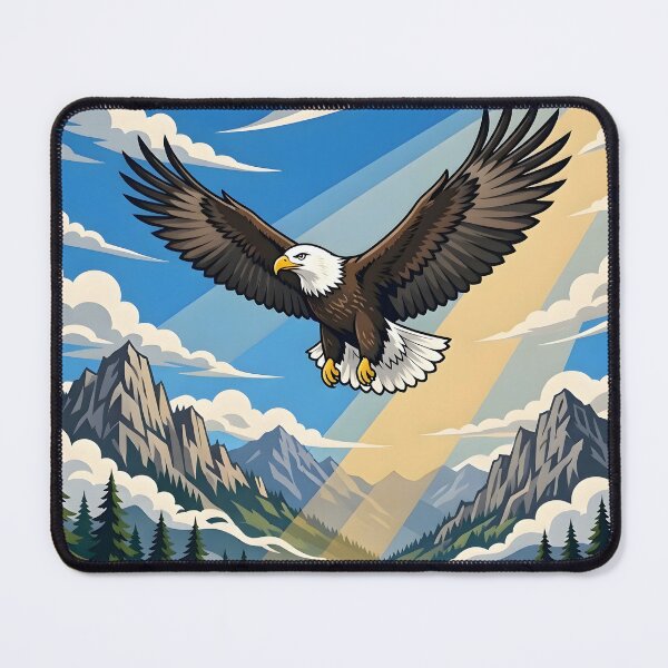 Item preview, Majestic Eagle Soaring Over Mountains Illustration designed and sold by Herodestroyer.