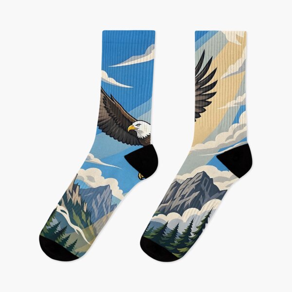 Item preview, Majestic Eagle Soaring Over Mountains Illustration designed and sold by Herodestroyer.