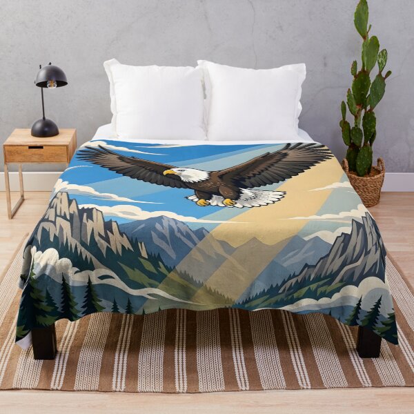 Item preview, Majestic Eagle Soaring Over Mountains Illustration designed and sold by Herodestroyer.