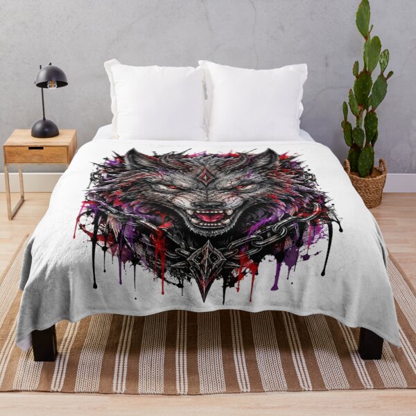 Item preview, Demon Horned Wolf Chains Splatter Gothic Art designed and sold by shemodas.